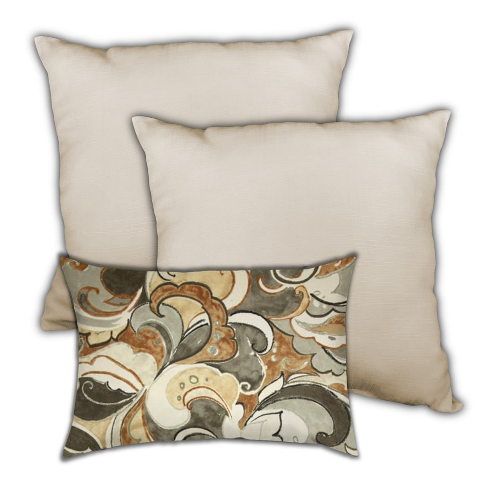 Homeroots Set Of Three 19" X 19" White And Beige Zippered Solid Color Throw Indoor Outdoor Pillow Cover  Uv Protected Polyester 472944