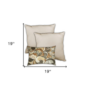 Homeroots Set Of Three 19" X 19" White And Beige Zippered Solid Color Throw Indoor Outdoor Pillow Cover  Uv Protected Polyester 472944