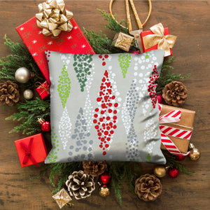 Homeroots 20" Gray And Red Christmas Geometric Cotton Throw Pillow Cover   472957