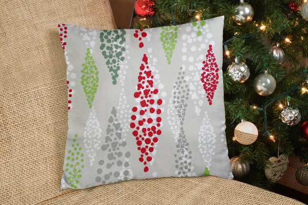 Homeroots 20" Gray And Red Christmas Geometric Cotton Throw Pillow Cover   472957