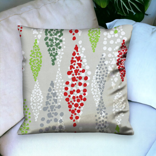 Homeroots 20" Gray And Red Christmas Geometric Cotton Throw Pillow Cover   472957