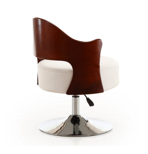 English Elm Bopper Vegan Leather Swivel Lounge Chair White — Adjustable Height, Polished Chrome Base, Modern Two-Tone Design B365P397929