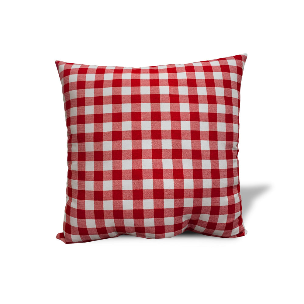 Homeroots 20" White And Red Christmas Gingham Cotton Throw Pillow Cover   472966