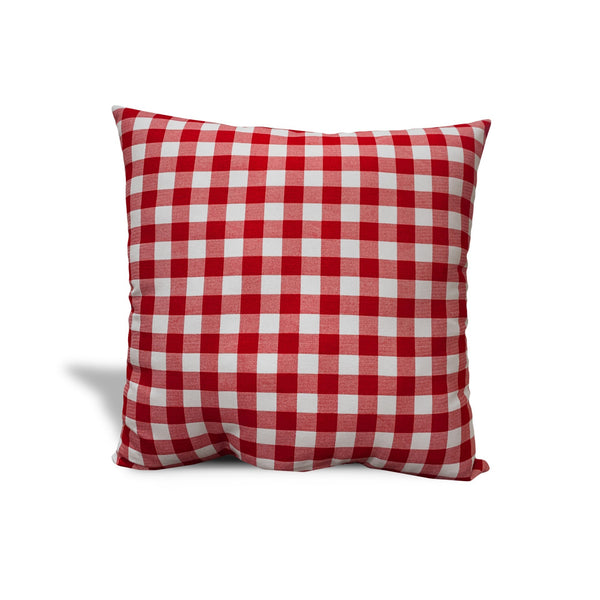 Homeroots 20" White And Red Christmas Gingham Cotton Throw Pillow Cover   472966