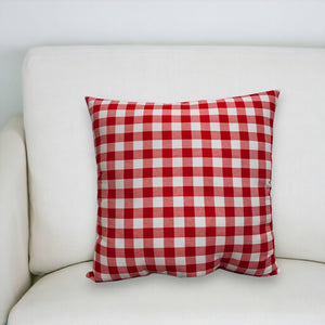 Homeroots 20" White And Red Christmas Gingham Cotton Throw Pillow Cover   472966