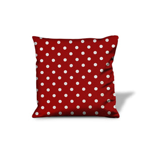 Homeroots 20" Red And White Christmas Polka Dot Cotton Throw Pillow Cover   472969