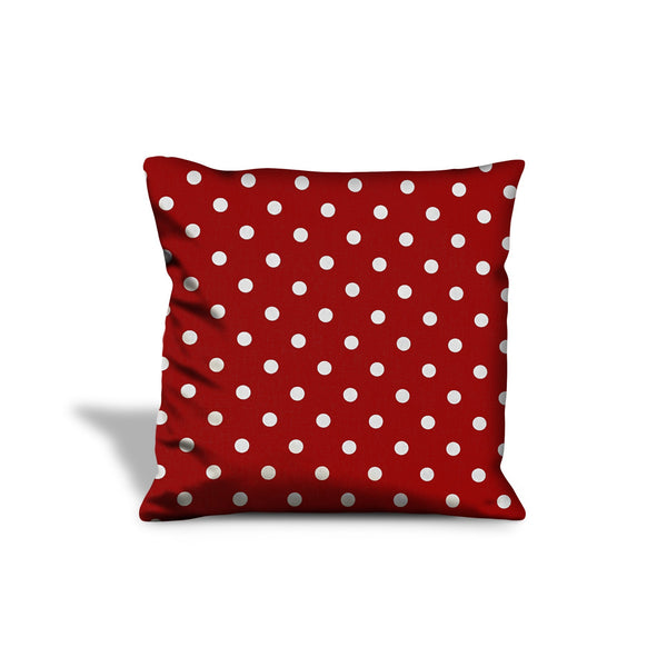 Homeroots 20" Red And White Christmas Polka Dot Cotton Throw Pillow Cover   472969