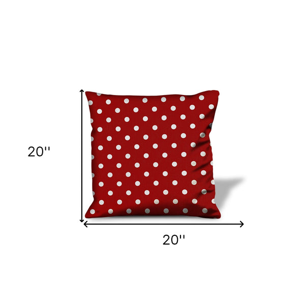 Homeroots 20" Red And White Christmas Polka Dot Cotton Throw Pillow Cover   472969