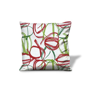 Homeroots 20" White And Red Christmas Abstract Cotton Throw Pillow Cover   472972