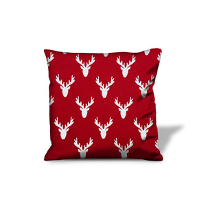 Homeroots 20" Red And White Reindeer Christmas Cotton Throw Pillow Cover   472978