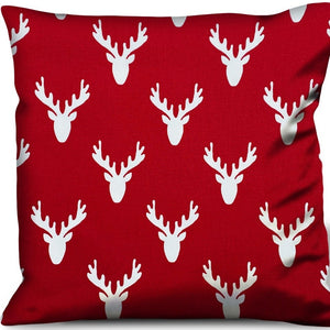 Homeroots 20" Red And White Reindeer Christmas Cotton Throw Pillow Cover   472978