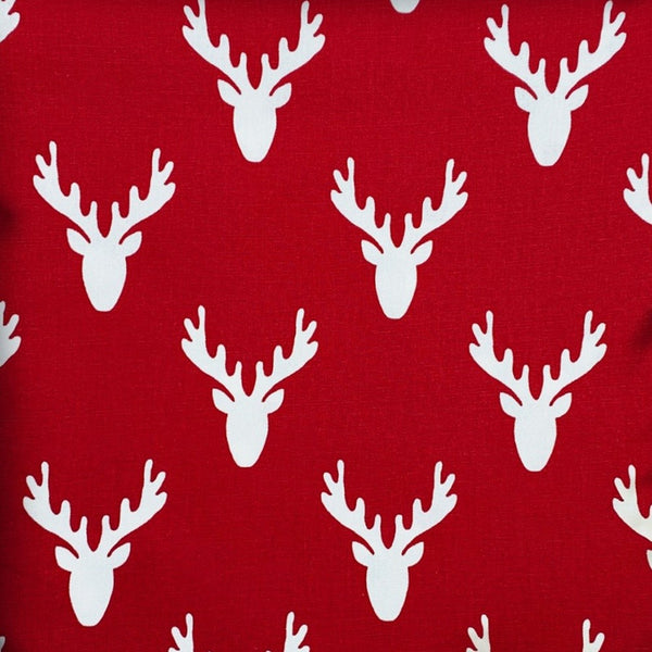 Homeroots 20" Red And White Reindeer Christmas Cotton Throw Pillow Cover   472978