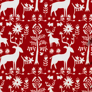 Homeroots 20" X 20" Red Gray And White Reindeer Zippered 100% Cotton Animal Print Throw Pillow Cover   472987