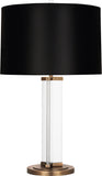 Robert Abbey Fineas Table Lamp Clear Glass and Aged Brass Black Painted Opaque Parchment Shade With White Lining