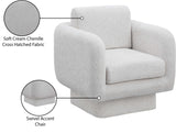 Alessandra Cream Chenille Fabric Swivel Accent Chair 472Cream Meridian Furniture