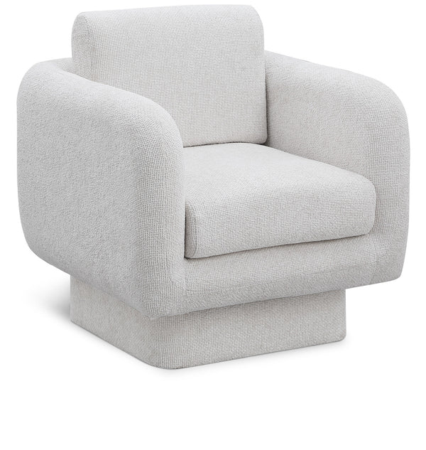 Alessandra Cream Chenille Fabric Swivel Accent Chair 472Cream Meridian Furniture