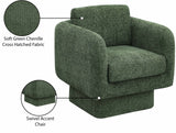 Alessandra Green Chenille Fabric Swivel Accent Chair 472Green Meridian Furniture