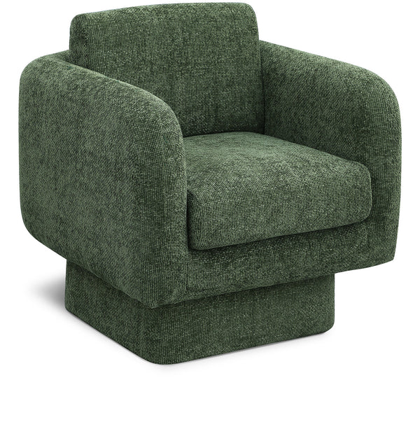 Alessandra Green Chenille Fabric Swivel Accent Chair 472Green Meridian Furniture