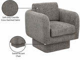 Alessandra Grey Chenille Fabric Swivel Accent Chair 472Grey Meridian Furniture