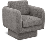 Alessandra Grey Chenille Fabric Swivel Accent Chair 472Grey Meridian Furniture