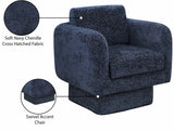 Alessandra Navy Chenille Fabric Swivel Accent Chair 472Navy Meridian Furniture