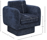 Alessandra Navy Chenille Fabric Swivel Accent Chair 472Navy Meridian Furniture