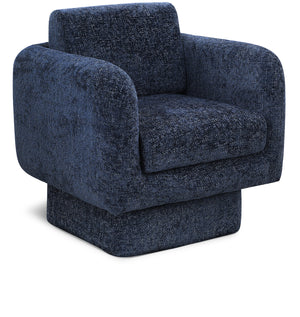 Alessandra Navy Chenille Fabric Swivel Accent Chair 472Navy Meridian Furniture
