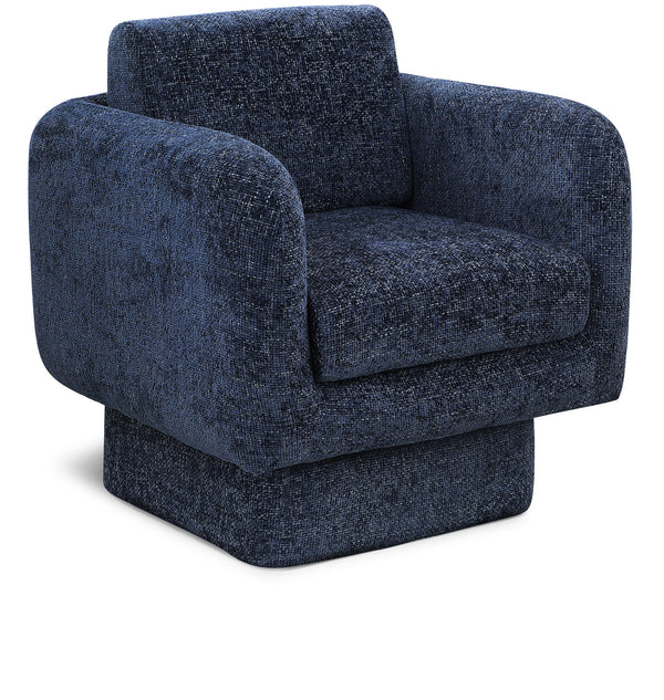 Alessandra Navy Chenille Fabric Swivel Accent Chair 472Navy Meridian Furniture