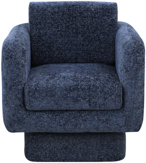 Alessandra Navy Chenille Fabric Swivel Accent Chair 472Navy Meridian Furniture