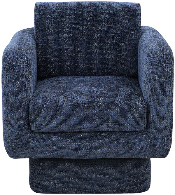 Alessandra Navy Chenille Fabric Swivel Accent Chair 472Navy Meridian Furniture