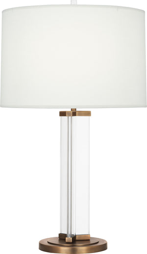 Robert Abbey Fineas Table Lamp Clear Glass and Aged Brass Fondine Fabric Shade