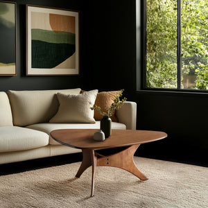 JLA Home INK+IVY - Organic Blaze Wood Coffee Table — Sculptural Triangular Top, Asymmetrical Birch Veneer Base, Space-Smart Design IIF17-0010