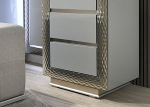 English Elm Glam Elegant Vanity Set with LED Mirror, Plush Stool, Ample Storage, Felt-Lined Drawers, Chic Finish Gray 26 L x 19 W x 38 H B2741S00674