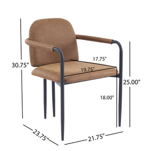 English Elm Christopher Knight Home® - Dinning modern iron-frame dining chair set of 2 with durable fabric seats, compact, stylish and sturdy Black,Brown N771P247180W