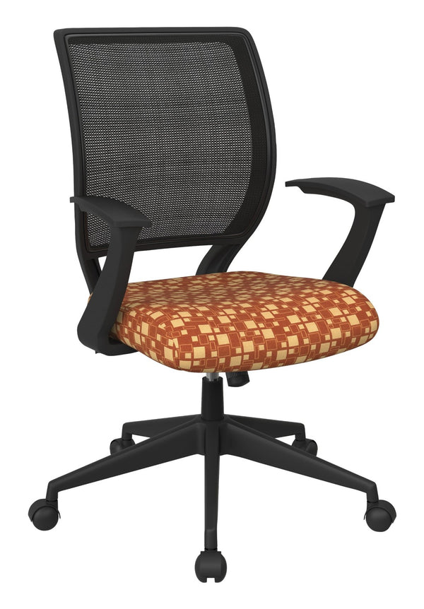 OSP Home Furnishings Screen Back Mesh Task Chair with Lumbar Support and T Arms for Home Office Use Marigold EM51022N-K111