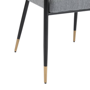 English Elm Christopher Knight Home® - Modern Upholstered Dining Chair with Gold-Tip Accents, Metal Armrests, Heathered Fabric, Set of Two Grey+Black 35.75 L x 22.75 W x 22.5 H N776P195378D