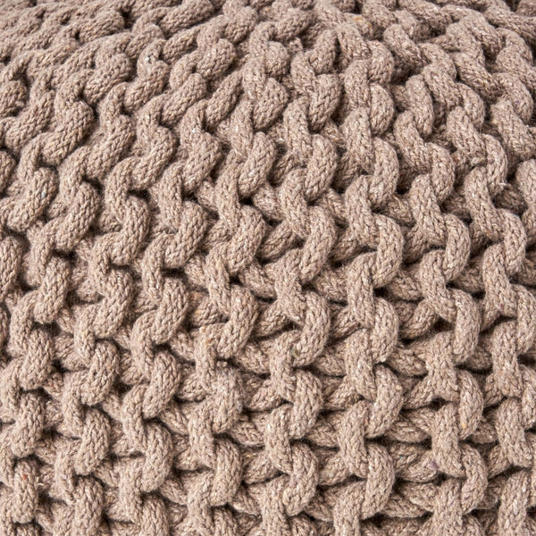 English Elm Moro Chunky Cable Knit Cotton Round Pouf Artisan Footrest for Living Room or Nursery 60480.00BRN