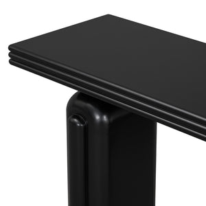 English Elm U_style Acacia Veneer Console Table Curved Silhouette for Entryway Hallway Foyer Black N711P235894B