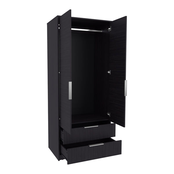 English Elm Trappe Black Armoire Cabinet for Bedroom & Office — Stylish Engineered Wood, Durable, Organized Storage B092S00297
