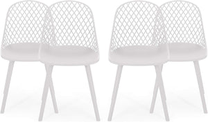 English Elm Christopher Knight Home® - LILY Weather-Resistant Outdoor Dining Chairs Set of 4 — Durable Polypropylene Mesh Design for Patios White 28 L x 26 W x 19.75 H N776P243071W