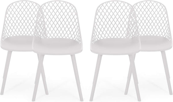 English Elm Christopher Knight Home® - LILY Weather-Resistant Outdoor Dining Chairs Set of 4 — Durable Polypropylene Mesh Design for Patios White 28 L x 26 W x 19.75 H N776P243071W