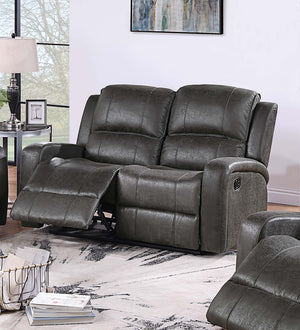 English Elm Manual Reclining Loveseat Faux Leather Tufted Two Seat Living Room Sofa Square Arm Smoke B011P468572