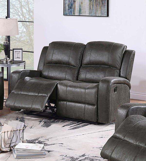 English Elm Manual Reclining Loveseat Faux Leather Tufted Two Seat Living Room Sofa Square Arm Smoke B011P468572