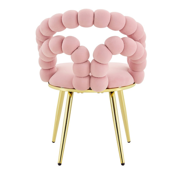 English Elm Modern Velvet Bubble Back Dining Accent Chair Set Glam Sculpted Upholstered Seating Gold,Pink W3875P446132