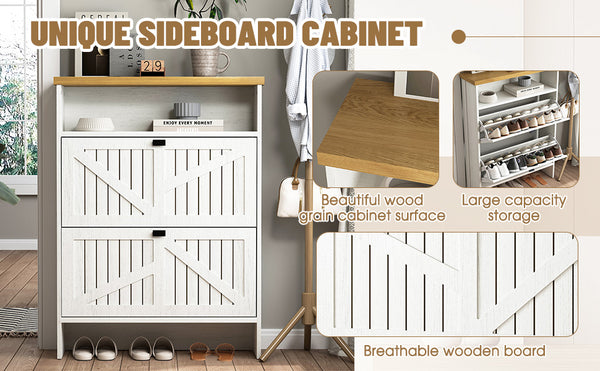 English Elm Multi-Functional Four-Layer Mdf Shoe Cabinet - Modern Minimalist Storage For Entryway Organization W3226P279088