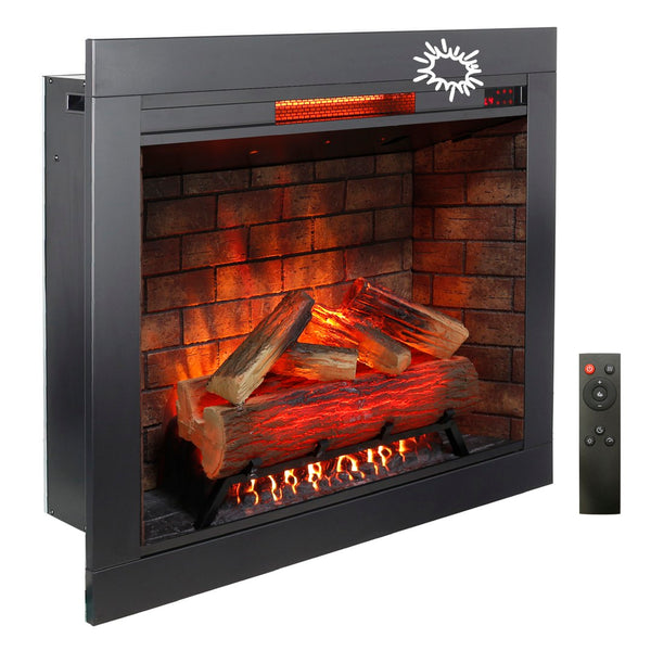 English Elm 33 Inch Infrared Quartz Electric Fireplace Insert with 3d Flame and Crackling Sound W1769P252988
