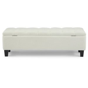 English Elm Christopher Knight Home® - Ottoman tufted storage bench with boucle cushion, diamond stitch elegance, soft-close lid, sturdy legs White N779P294331W