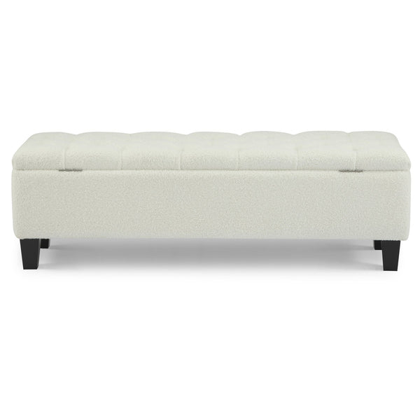 English Elm Christopher Knight Home® - Ottoman tufted storage bench with boucle cushion, diamond stitch elegance, soft-close lid, sturdy legs White N779P294331W