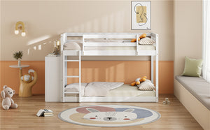English Elm Twin Over Bunk Bed with Four Storage Drawers Open Shelving Kids Bedroom White LT000167AAK-1