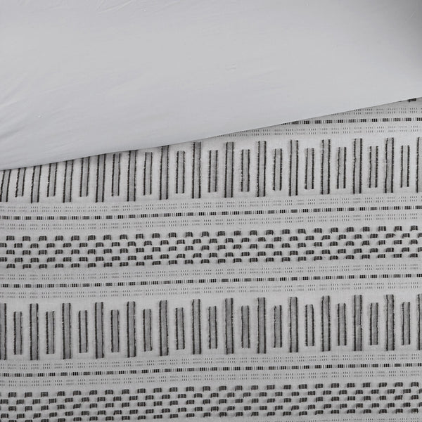 English Elm Full/Queen Rhea Cotton Jacquard Duvet Cover Mini Set – Grey Striped Eyelash Weave, OEKO-TEX Safe Comfort B03596480